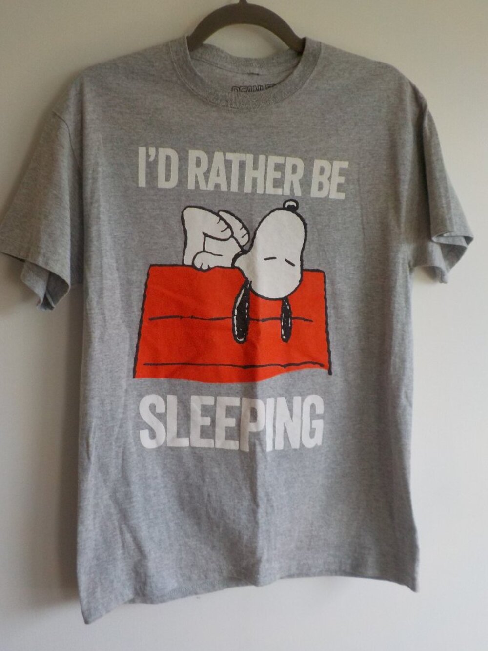 Peanuts Tee Shirt - Small/Medium - Grey Short Sleeve "rather be sleeping" (2284)
